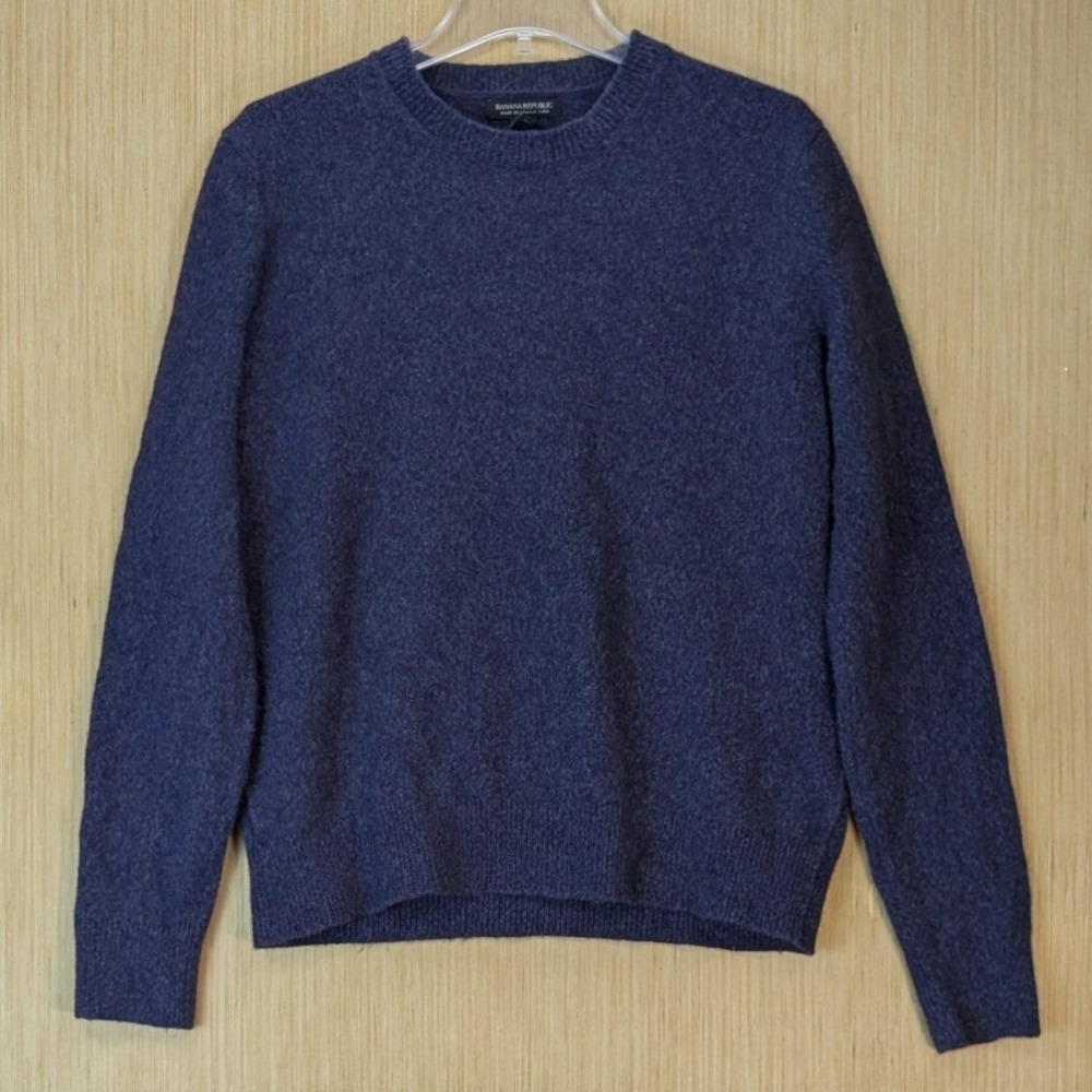 Banana Republic Mens Italian Yarn Quiet Luxury‎ Crewneck Sweater Purple Large